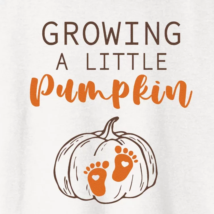 Growing A Little Pumpkin Pregnancy Reveal Thanksgiving Funny Women's Crop Top Tee