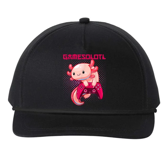 Gamer Axolotl Lover Cute Axolotl Gaming Video Gamer Gifts Snapback Five-Panel Rope Hat