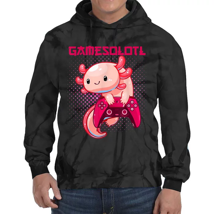 Gamer Axolotl Lover Cute Axolotl Gaming Video Gamer Gifts Tie Dye Hoodie