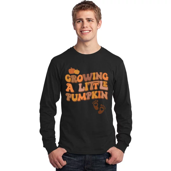 Growing A Little Pumpkin Thanksgiving Pregnancy Announcement Tall Long Sleeve T-Shirt