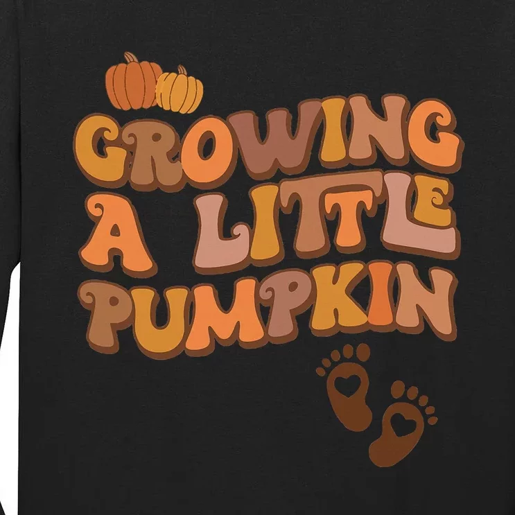 Growing A Little Pumpkin Thanksgiving Pregnancy Announcement Tall Long Sleeve T-Shirt