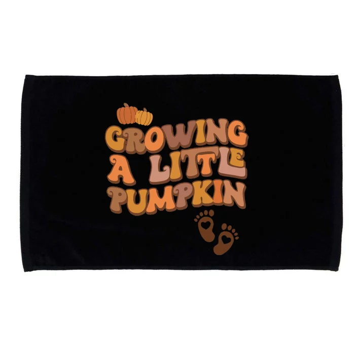 Growing A Little Pumpkin Thanksgiving Pregnancy Announcement Microfiber Hand Towel