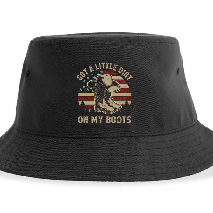 Got A Little Dirt On My Boots Usa Flag Western Country Music Sustainable Bucket Hat