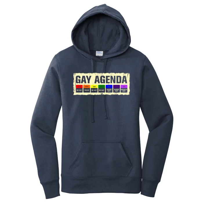 Gay Agenda Lgbtq Pride Month Lgbt Community Rainbow Sayings Meaningful Gift Women's Pullover Hoodie