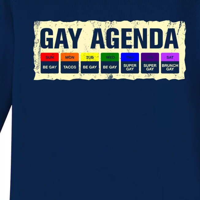 Gay Agenda Lgbtq Pride Month Lgbt Community Rainbow Sayings Meaningful Gift Baby Long Sleeve Bodysuit