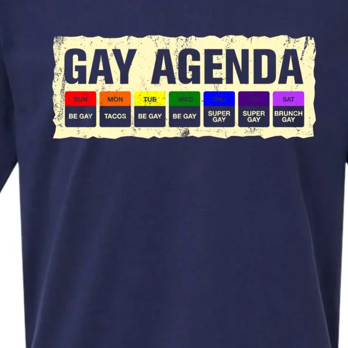 Gay Agenda Lgbtq Pride Month Lgbt Community Rainbow Sayings Meaningful Gift Sueded Cloud Jersey T-Shirt