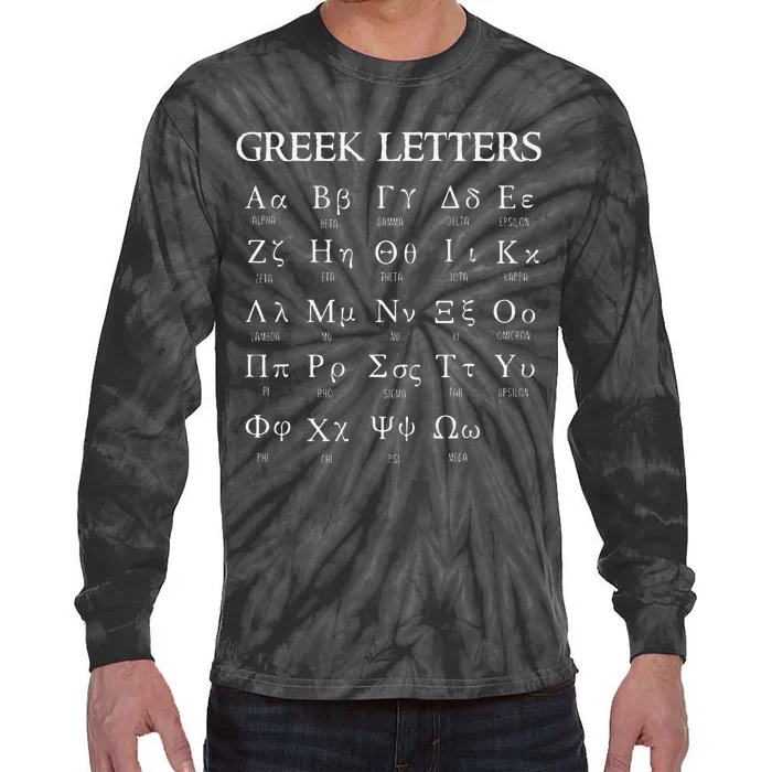 Greek Alphabet Letters Alpha To Omega Tie-Dye Long Sleeve Shirt