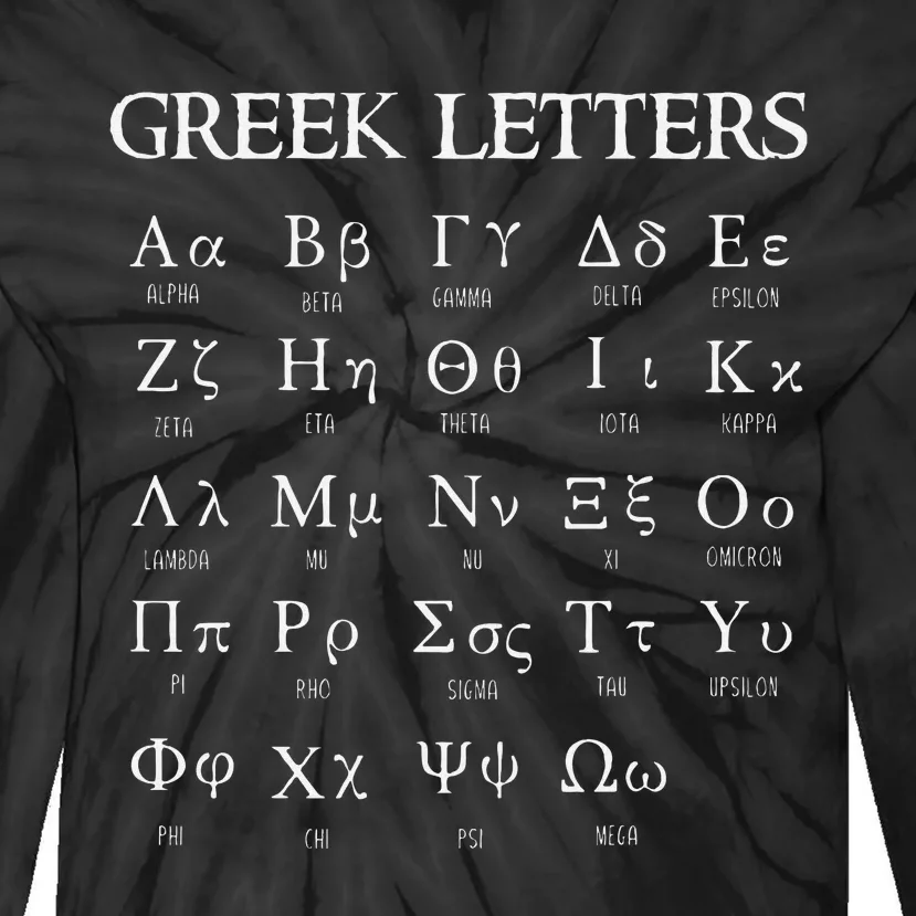 Greek Alphabet Letters Alpha To Omega Tie-Dye Long Sleeve Shirt