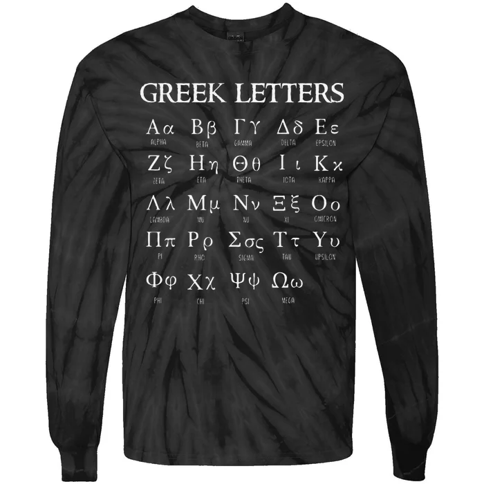 Greek Alphabet Letters Alpha To Omega Tie-Dye Long Sleeve Shirt