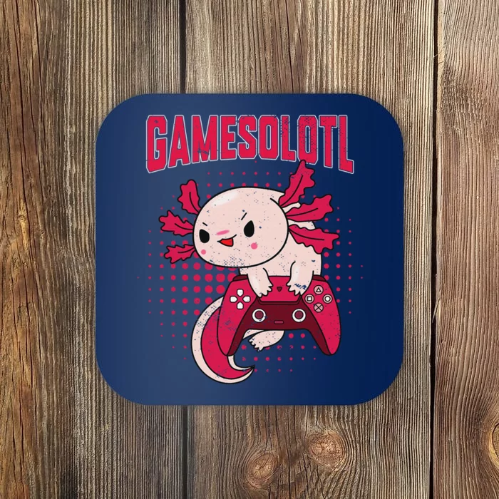 Gamer Axolotl Lover Cute Axolotl Gaming Retro Video Gamer Coaster