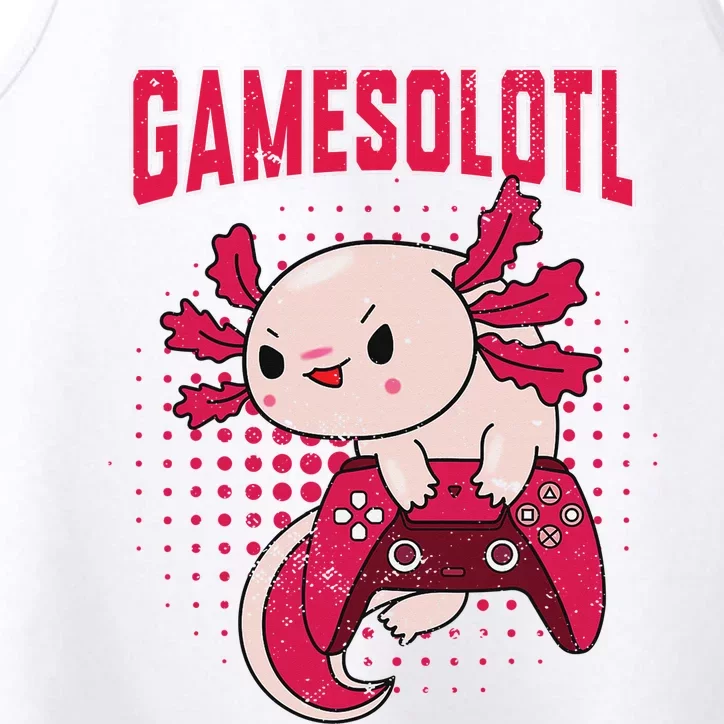 Gamer Axolotl Lover Cute Axolotl Gaming Retro Video Gamer Performance Tank