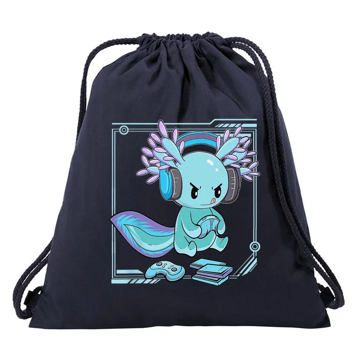 Gamer Axolotl Lover Cute Axolotl Gaming Video Gamer Gifts Drawstring Bag