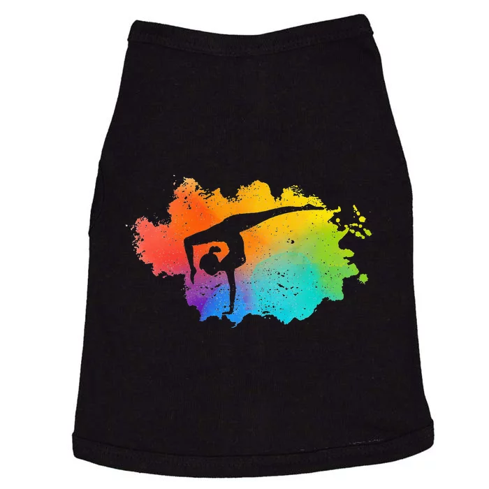 Gymnastics Acrobatics Lover Rainbow Colors Cheerleading Doggie Tank