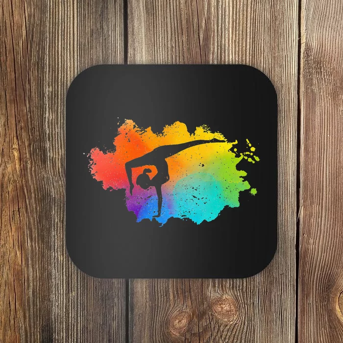 Gymnastics Acrobatics Lover Rainbow Colors Cheerleading Coaster