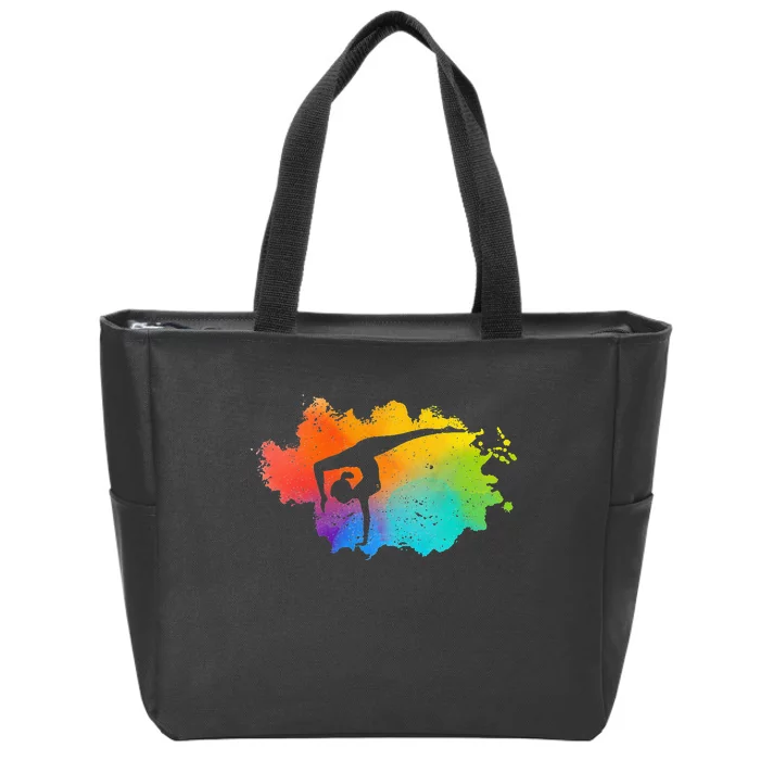 Gymnastics Acrobatics Lover Rainbow Colors Cheerleading Zip Tote Bag