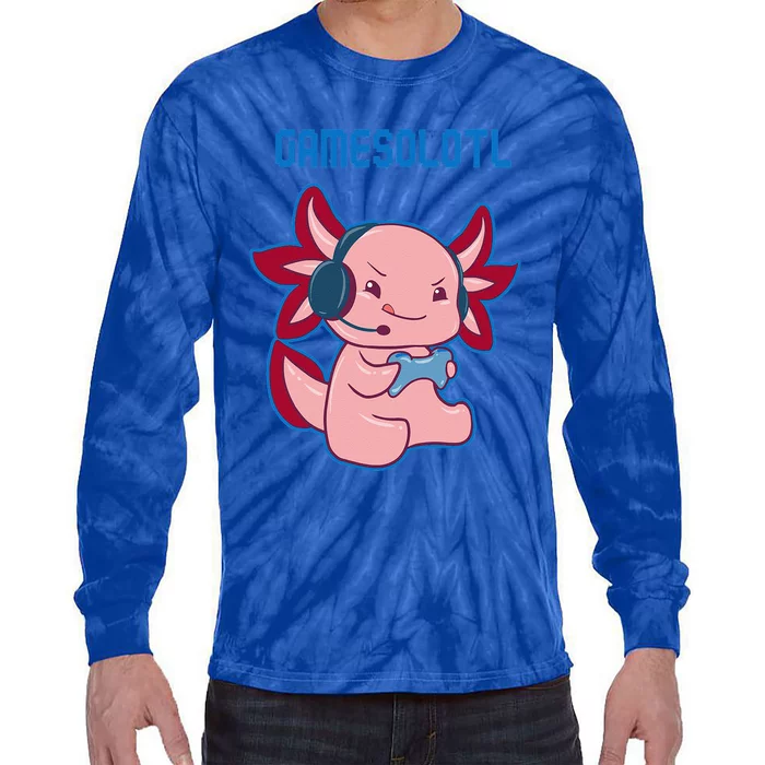 Gamer Axolotl Lover Cute Axolotl Gaming Video Gamer Tie-Dye Long Sleeve Shirt