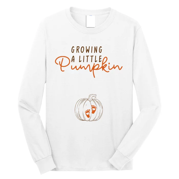 Growing A Little Pumpkin Fall Maternity Thanksgiving Baby Long Sleeve Shirt