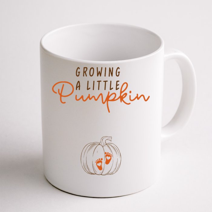 Growing A Little Pumpkin Fall Maternity Thanksgiving Baby Front & Back Coffee Mug