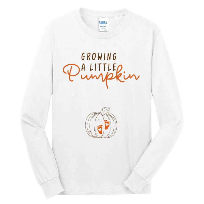 Growing A Little Pumpkin Fall Maternity Thanksgiving Baby Tall Long Sleeve T-Shirt