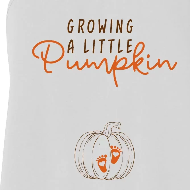 Growing A Little Pumpkin Fall Maternity Thanksgiving Baby Women's Racerback Tank