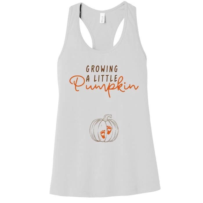 Growing A Little Pumpkin Fall Maternity Thanksgiving Baby Women's Racerback Tank