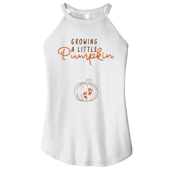 Growing A Little Pumpkin Fall Maternity Thanksgiving Baby Women’s Perfect Tri Rocker Tank