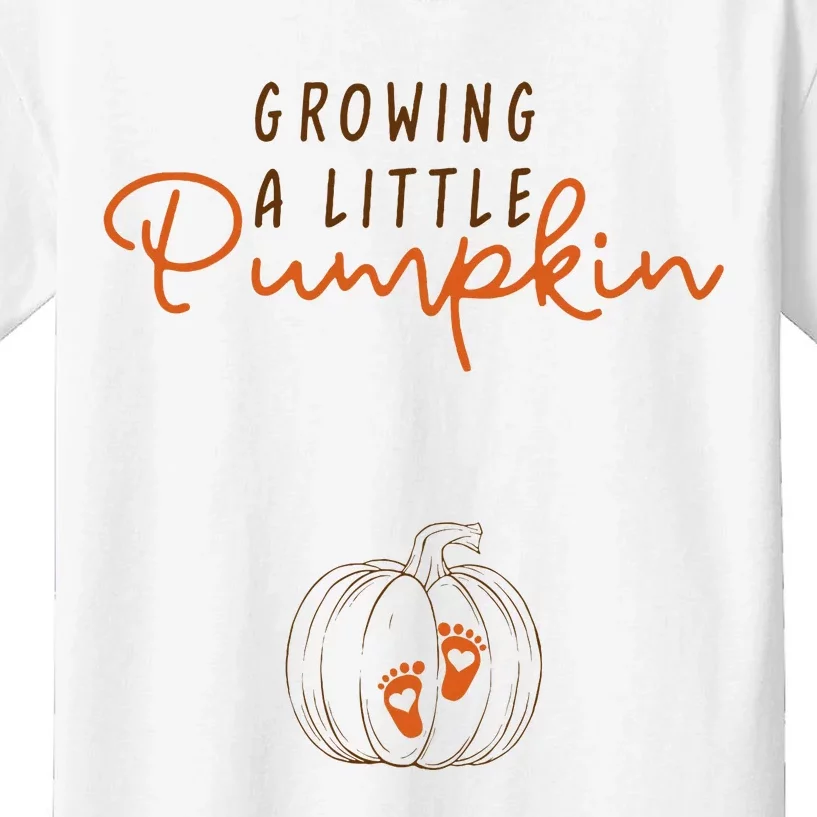 Growing A Little Pumpkin Fall Maternity Thanksgiving Baby Kids T-Shirt