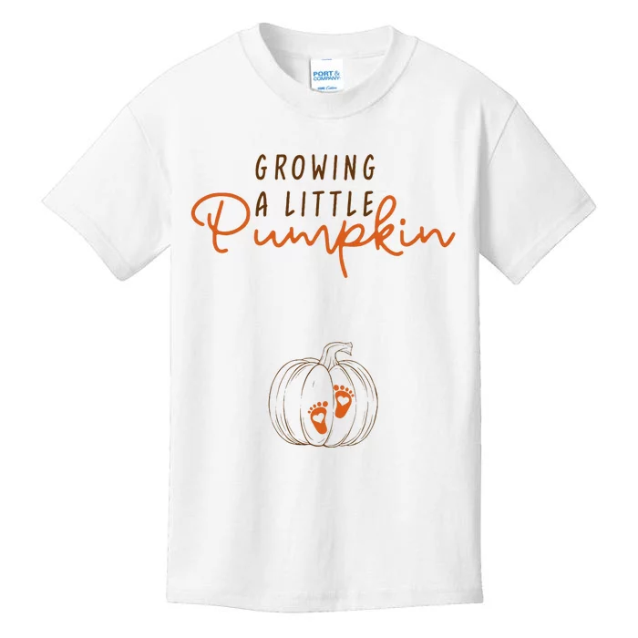 Growing A Little Pumpkin Fall Maternity Thanksgiving Baby Kids T-Shirt