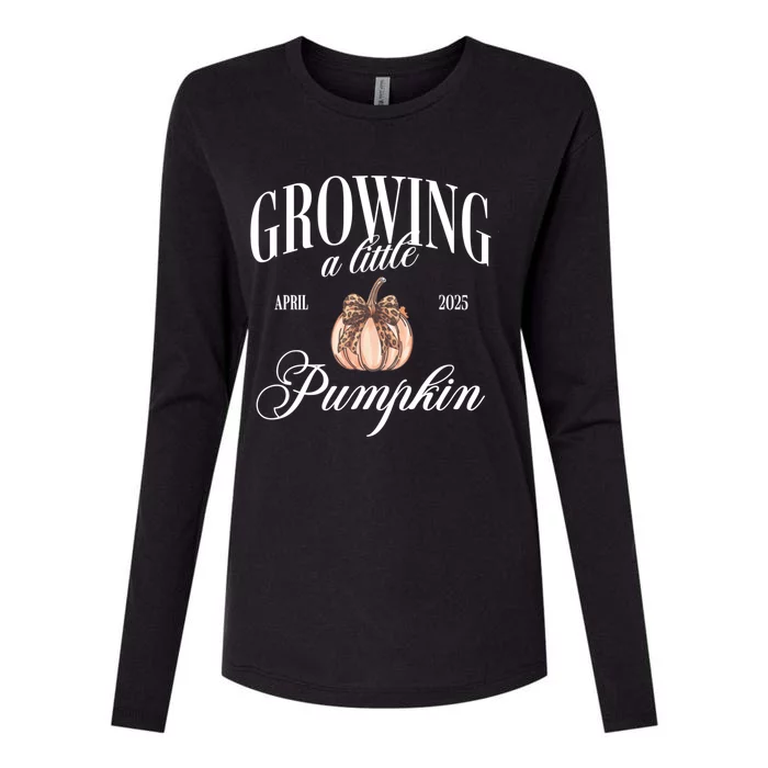 Growing A Little Pumpkin Pregnancy Announcement Halloween Womens Cotton Relaxed Long Sleeve T-Shirt