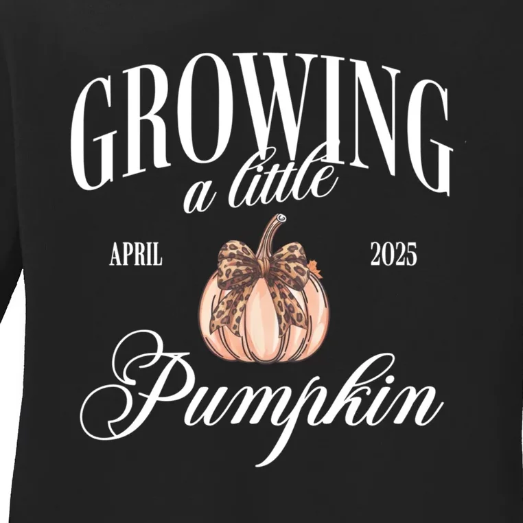 Growing A Little Pumpkin Pregnancy Announcement Halloween Ladies Long Sleeve Shirt