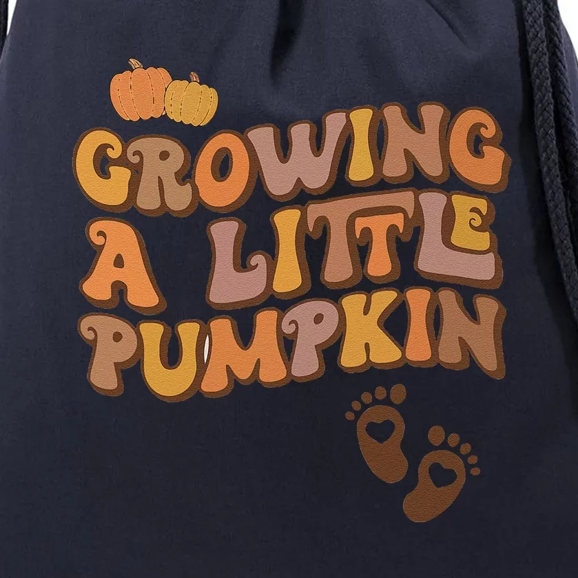 Growing A Little Pumpkin Pregnancy Announcement Halloween Drawstring Bag