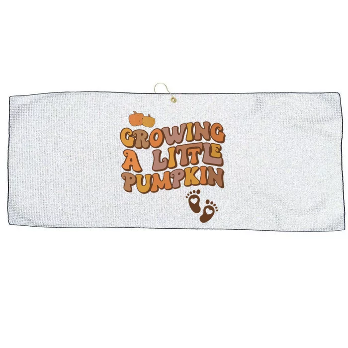 Growing A Little Pumpkin Pregnancy Announcement Halloween Large Microfiber Waffle Golf Towel