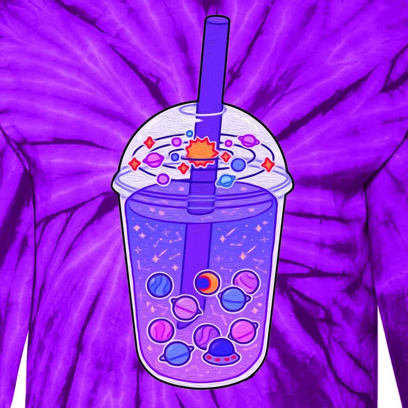 Galaxy Boba Tie-Dye Long Sleeve Shirt