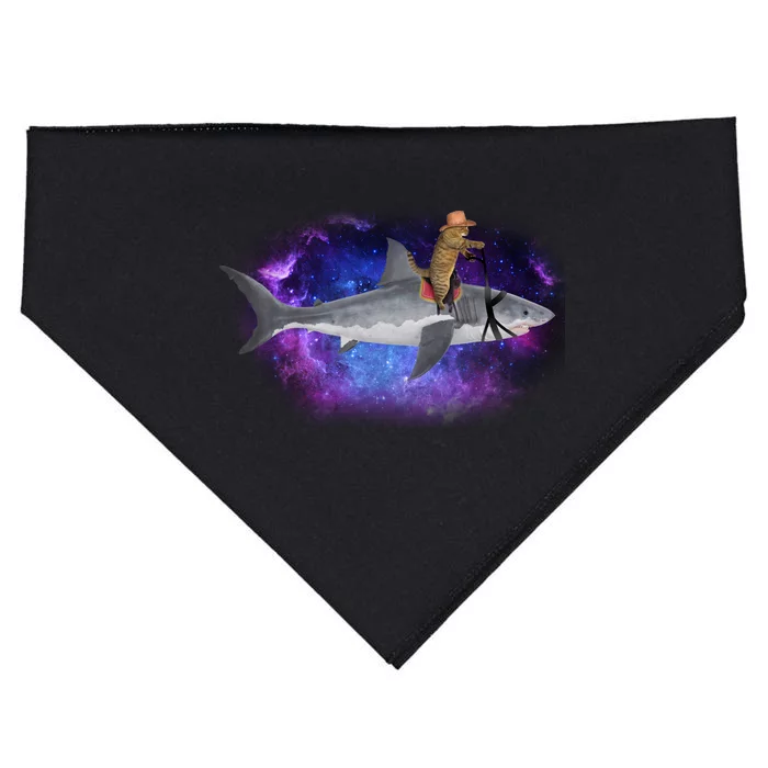 Galaxy Cat Riding Shark USA-Made Doggie Bandana