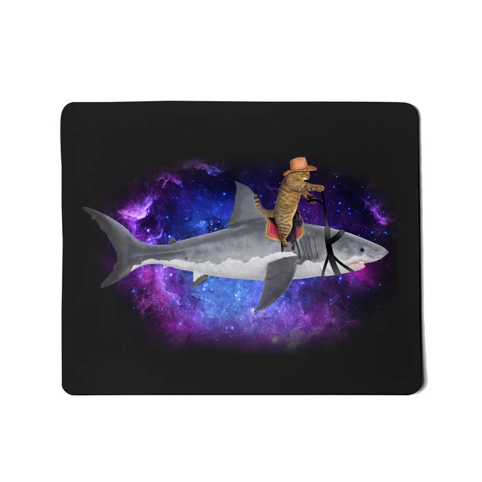 Galaxy Cat Riding Shark Mousepad