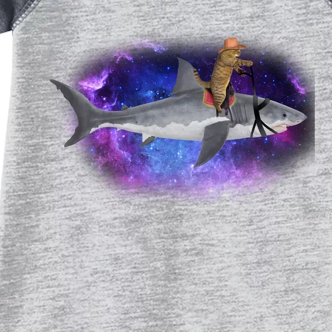 Galaxy Cat Riding Shark Infant Baby Jersey Bodysuit