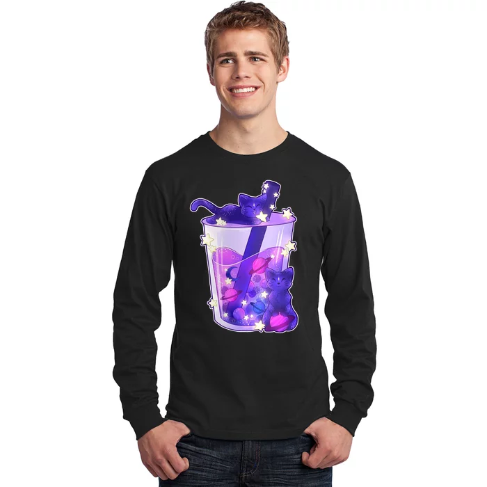 Galaxy Cats Boba Tea Long Sleeve Shirt