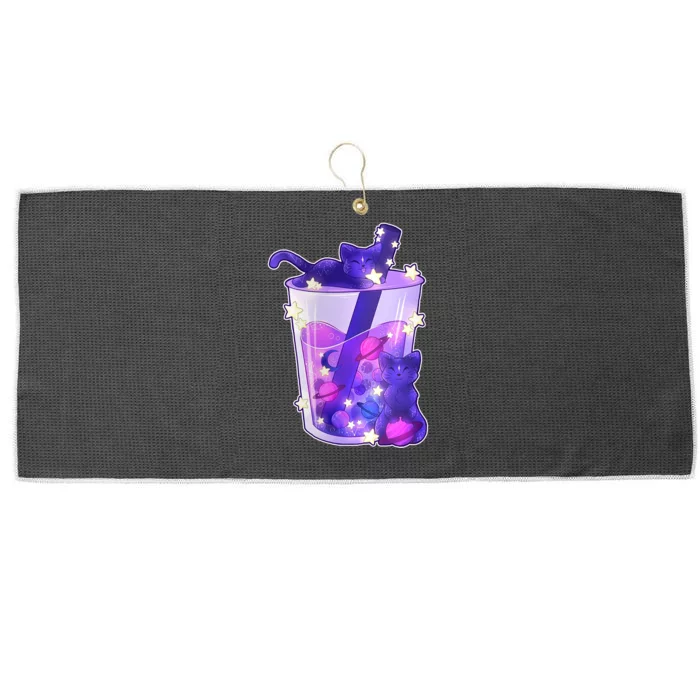 Galaxy Cats Boba Tea Large Microfiber Waffle Golf Towel