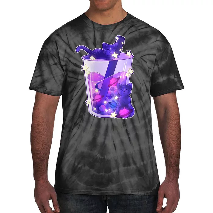 Galaxy Cats Boba Tea Tie-Dye T-Shirt