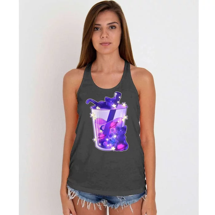 Galaxy Cats Boba Tea Women's Knotted Racerback Tank