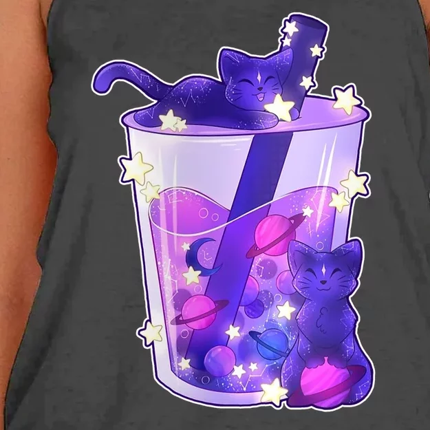 Galaxy Cats Boba Tea Women's Knotted Racerback Tank