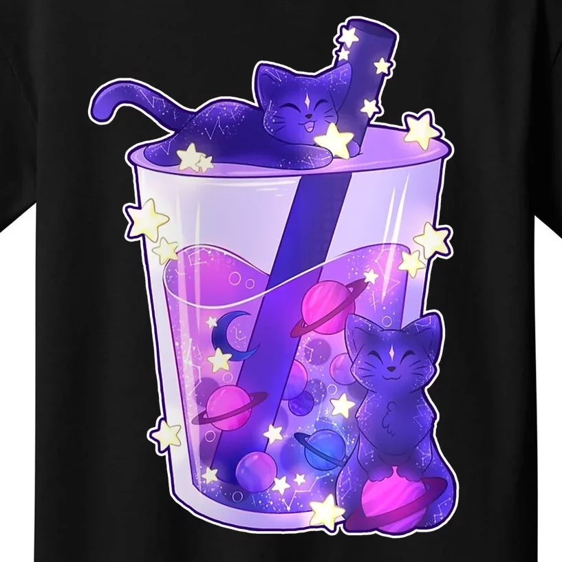 Galaxy Cats Boba Tea Kids T-Shirt