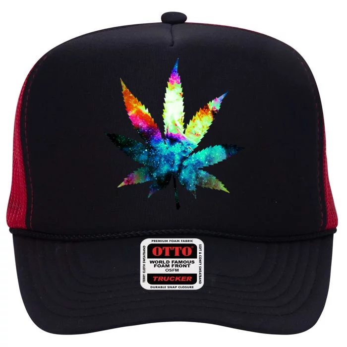 Galaxy Kush In Space Weed High Crown Mesh Trucker Hat