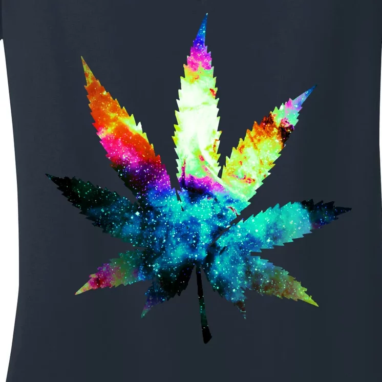 Galaxy Kush In Space Weed Women's V-Neck T-Shirt