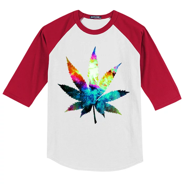 Galaxy Kush In Space Weed Kids Colorblock Raglan Jersey