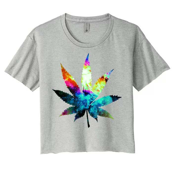 Galaxy Kush In Space Weed Women's Crop Top Tee