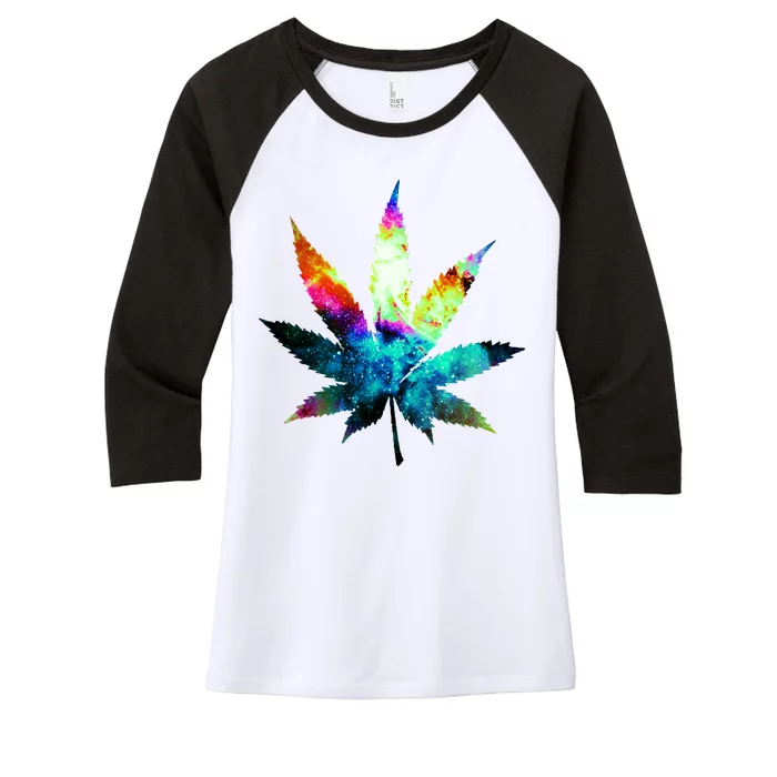 Galaxy Kush In Space Weed Women's Tri-Blend 3/4-Sleeve Raglan Shirt