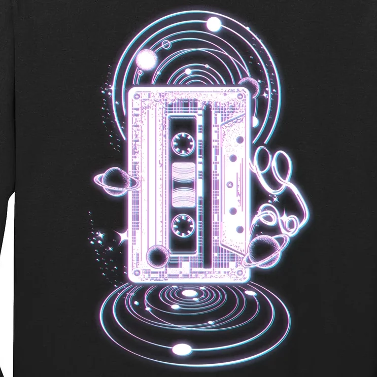 Galaxy Retro Space Cassette Tape Tall Long Sleeve T-Shirt