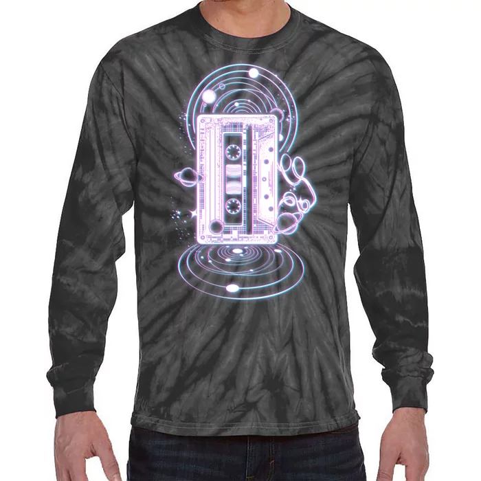 Galaxy Retro Space Cassette Tape Tie-Dye Long Sleeve Shirt