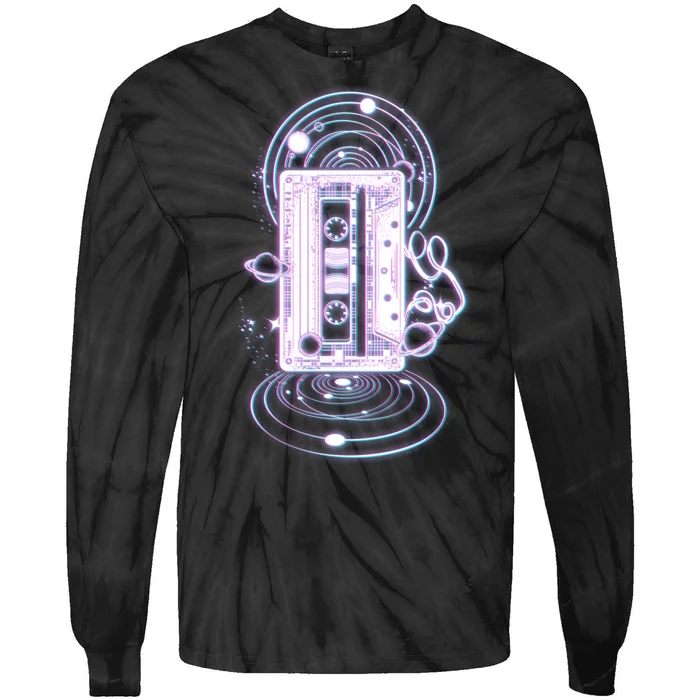 Galaxy Retro Space Cassette Tape Tie-Dye Long Sleeve Shirt